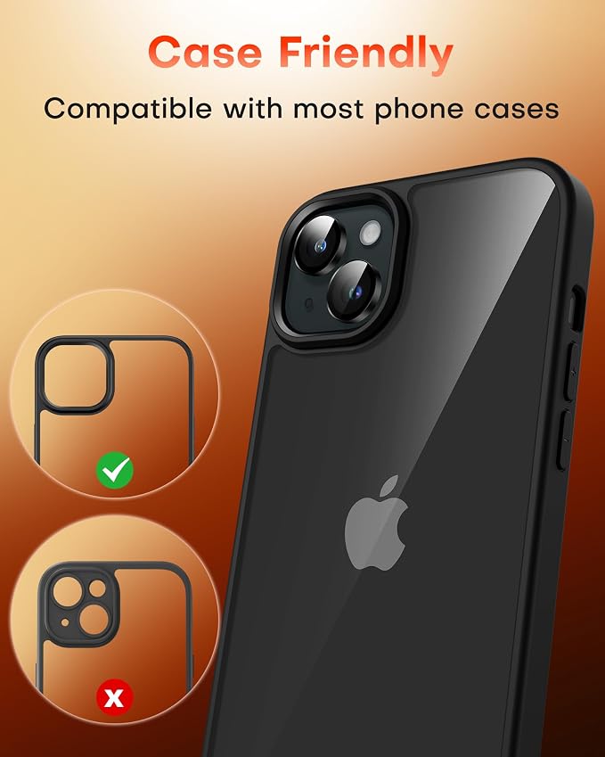 TOCOL Camera Lens Protector for iPhone 15 / iPhone 15 Plus Tempered Glass HD Individual Scratch Resistant Camera Cover Accessories Case Friendly 2 Pack（Black） - Image 7