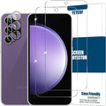 Galaxy S23 FE HD Clear Tempered Glass Screen Protector + Camera Lens Protectors, [2+2 Pack] [3D Glass] [Fingerprint Support] Screen Protector Glass For Samsung Galaxy S23 FE by YEYEBF