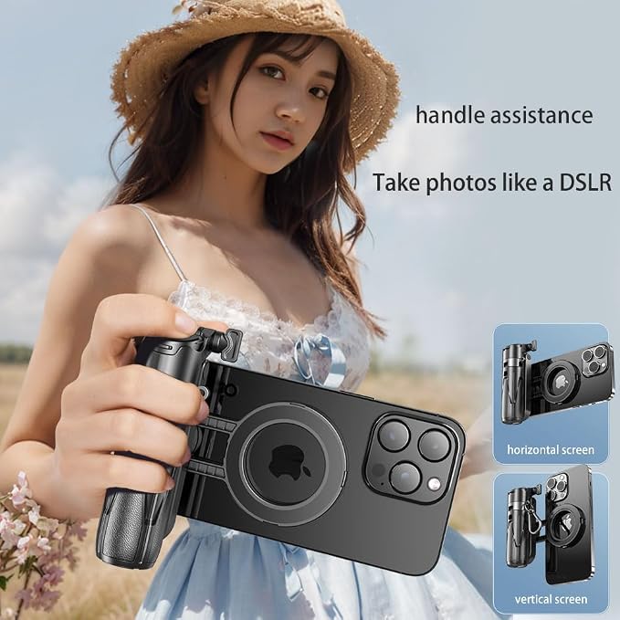 Magnetic Pocket Selfie Stick Compatible with MagSafe for iPhone | 4-in-1 multifunctional selfie stick with wireless remote; portable mini; great for live streaming, travel & outdoor shooting - Image 5