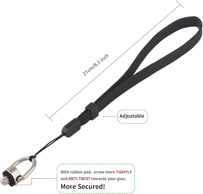 Camera Wrist Strap with 1/4-20 Screw for Insta360 X5, X4 Air, X4, X3, Selfie Sticks, Wristband for DJI osmo pocket 3 (2 PCS) - Image 5