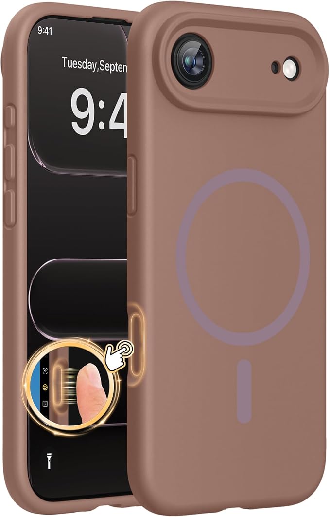 Miracase Magnetic for iPhone Air Case, Silicone, Chocolate | Compatible with MagSafe, Soft Microfiber Lining,Silicone Shockproof Drop Protection Phone Case for 17 Air by Miracase