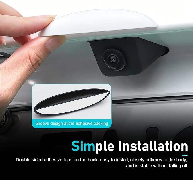 Car Rear View Camera Cover, Waterproof ABS Wider Reversing Camera Shield, Anti-rain Anti-Glare Backup Lens Guard, Self-Adhesive Modification Accessory for Most Cars (White) - Image 5