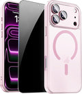 Magnetic for iPhone 17 Pro Max Case, Shockproof Cover, Pink | Full Camera Protector, with Privacy Screen Protector, Compatible with MagSafe, Translucent Matte, Military-Grade Protection by ZOZDOKG