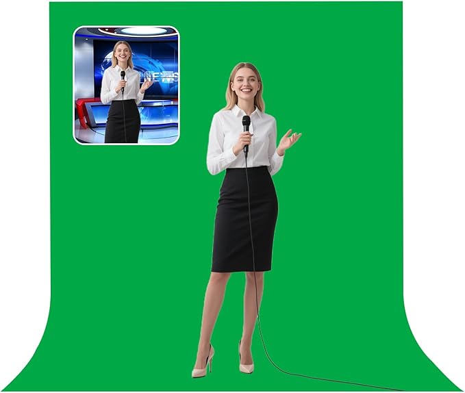 BEIYANG 5 Ft x6.5 Ft Photography Backdrop Green Screen, Green Background Non-Reflective Fabric, Wrinkle Resistance Greenscreen Photo Background for Chromakey Photo Studio Video Shooting by BEIYANG