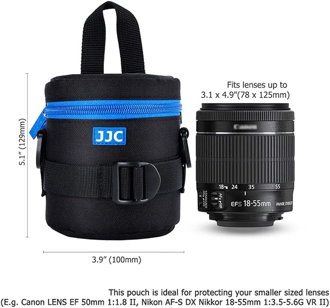 JJC Camera Lens Case Pouch, Padded Bag Fits Lens up to 3.0 x 3.9 (D x L) | for Canon EF-S 18-55mm/RF 35mm f1.8/RF-S 18-150mm/Nikon Nikkor AF-S 18-55mm/Z 50mm f1.8S/Fujifilm XC 15-45mm Lens & More - Image 4