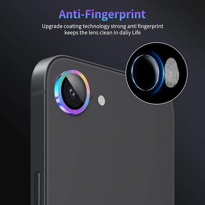 Camera Lens Protector for iPhone 16e / iPhone 17e,1 Pack | Tempered Metal Glass Camera Cover, HD Clear Anti-Scratch Lens Screen Protector Film,Case Friendly,Colorful Titanium - Image 6