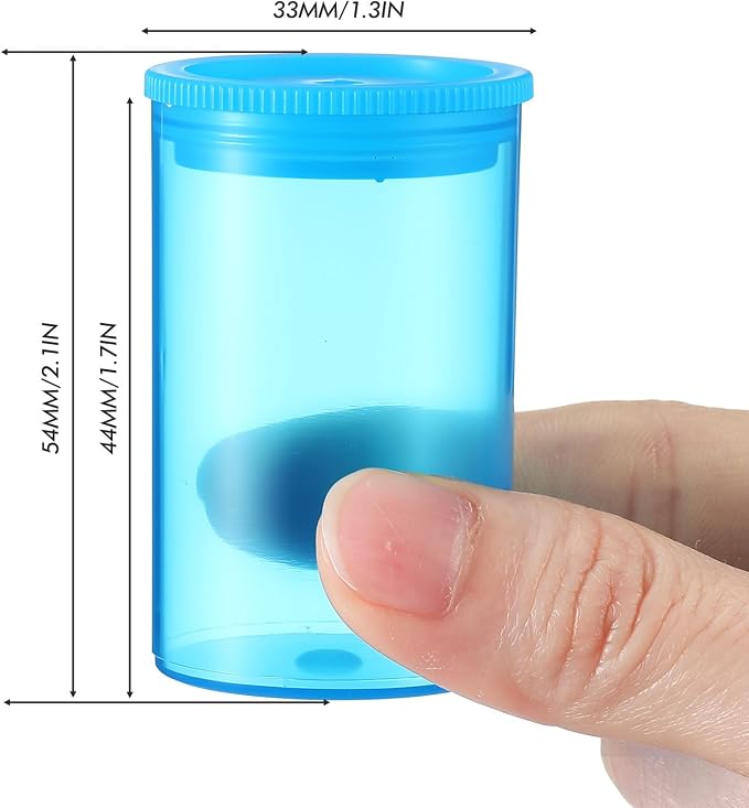 Jovitec 100 Pcs 35mm Film Canisters with Lids Empty Storage,Blue | Clear Plastic Holder for Beads Fish Hooks, Camera Reel Containers Craft Supply Organizer with Caps - Image 3