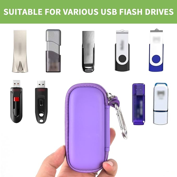 USB Flash Drive Case, SD Card/Thumb Drive/Memory Cards Holder, Bag Only | SDXC/SDHC Storage, Electronic Accessories Organizer for SanDisk / for Samsung, for Students/IT/Office/School/Travel, Purple - Image 2
