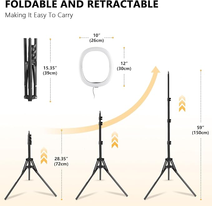12" Selfie Ring Light with 59" Tripod Stand and Phone Holder | Dimmable LED Circle Lights Phone Ring Light Tripod for Photography, Video Recording, Live Stream, Makeup - Image 3
