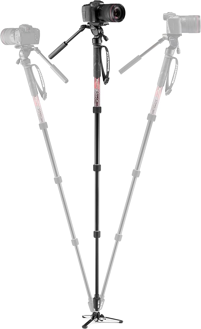 Manfrotto Element MII Video Kit Aluminium Fluid Monopod with Video Head, Slim and Lightweight, Loads up to 4kg, Foldable Fluid Base, 4 Sections, Twist Locks, for mirrorless and DSLR Cameras - Image 4