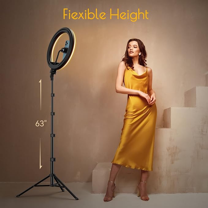 12" Selfie Ring Light with 63" Tripod Stand, Dimmable LED Ring Light with Phone Holder and Wireless Remote, [2-in-1] RGB & Selfie Stick for Photography/Makeup/Live Stream/YouTube - Image 6