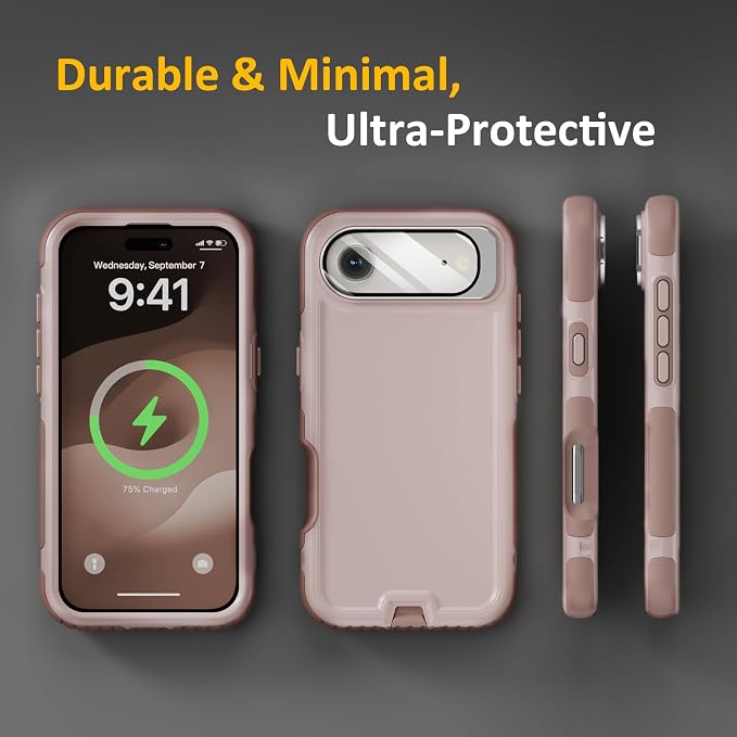 Follaroma Magnetic for iPhone 17 Air Case with Camera Stand, Light Brown | Built-in Glass Camera Cover Stand,Compatible with MagSafe,Heavy Duty Shockproof Protective,Military-Grade Anti-DropDual Case - Image 8