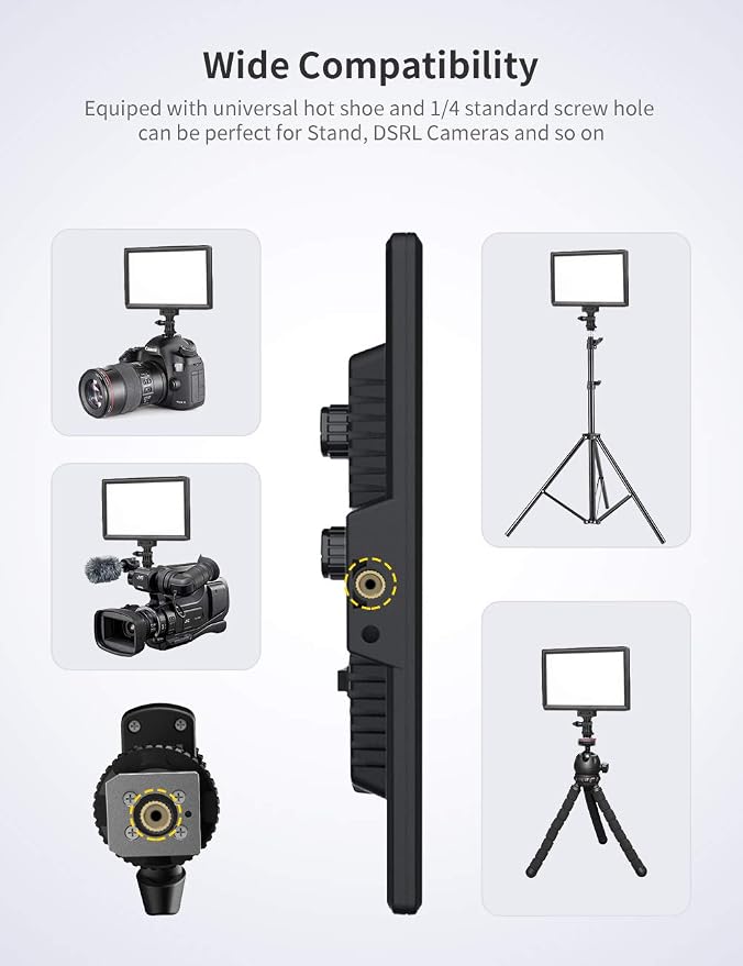 9" LED Video Light, 2500K-6500K Camera Light with Desk Stand | Type C USB Ports CRI 95+ Photo Lights with 4000mah Battery for Video Conference Recording, Indoor Photography, Live Streaming - Image 8