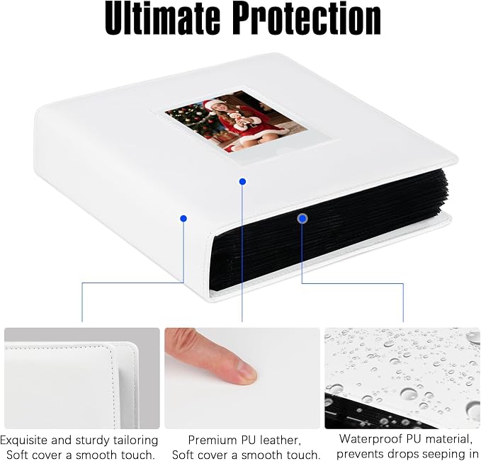 Veicevol 256-Pocket Album for Polaroid i-Type, 600 & SX-70 Photos, White | Designed for Fujifilm Instax Wide Photos, Water-Resistant PU Leather Cover, Front Window, Securely Holds Up to 256 Photos - Image 5
