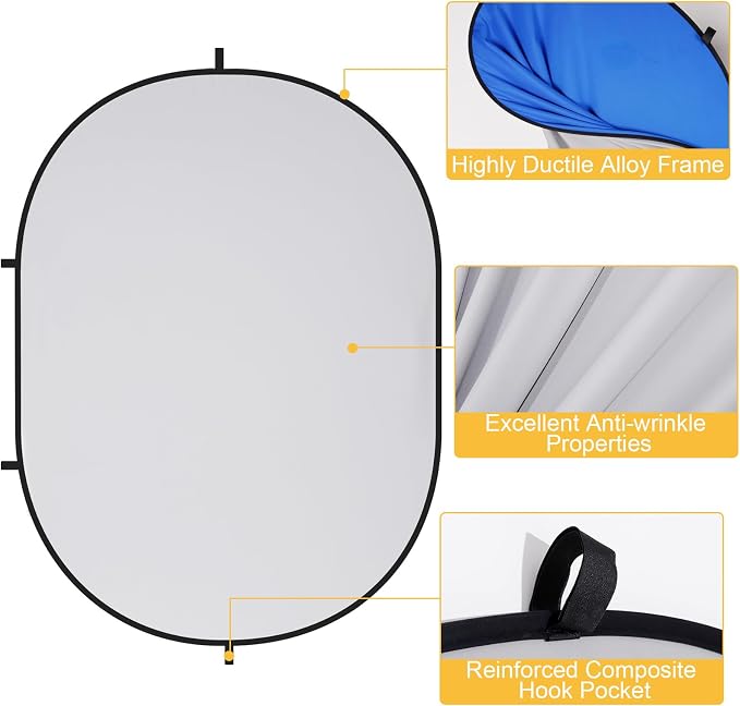 Kate Collapsible Pop-Up Blue Gray Backdrop for Self-Tape Auditions 581 | Collapsible Backdrop 5'x6.5'Blue Gray Portable Photography Background for Self-Tape Auditions, Professional Headshots - Image 4