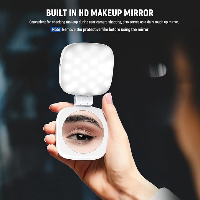 NEEWER BASICS Magnetic Selfie Light Compatible with MagSafe iPhone, CRI95 700lx/0.3m Folding LED Phone Fill Ring Lighting with Mirror for Zoom Makeup Photography Recording Video Conference,White NL48B - Image 7