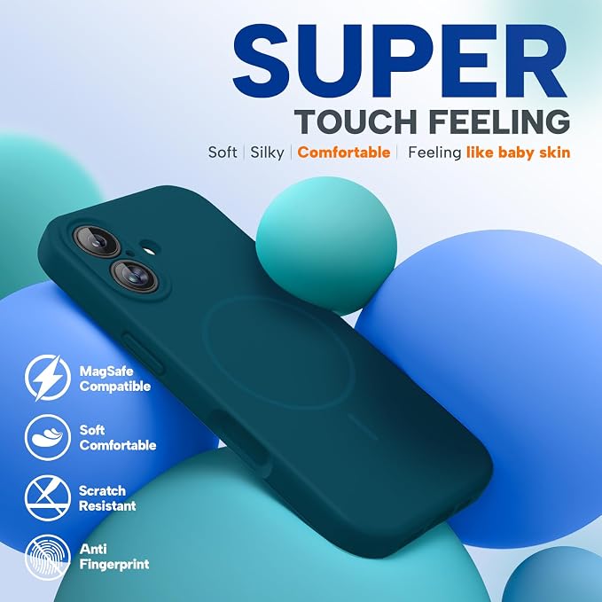 Miracase Silicone & Magnetic for iPhone 17 Case, Teal | Compatible with MagSafe, Silicone Camera Control Cover, Soft Microfiber Lining, Shockproof Drop Protection Phone Case for 17 - Image 5
