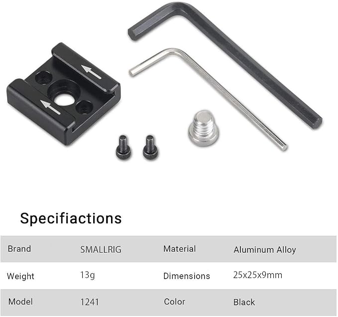 SMALLRIG Cold Shoe Mount Adapter with 1/4" Thread - 1241 | 1/4" Thread Hole to Cold Shoe Adapter, Mounts on Camera & Camcorder Rigs for Mic/LED/Monitor Accessories - Image 9