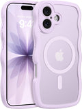 BENTOBEN Magnetic for iPhone 17 Case, Cute Wavy Full Camera Protection [Compatible with MagSafe] Translucent Matte Anti-Slip Bumper Women Girls Boys Protective Cover for 17 6.3",Gray Pink by BENTOBEN