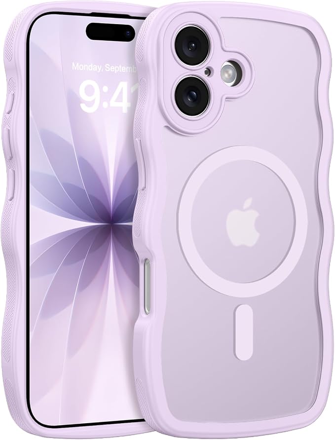 BENTOBEN Magnetic for iPhone 17 Case, Cute Wavy Full Camera Protection [Compatible with MagSafe] Translucent Matte Anti-Slip Bumper Women Girls Boys Protective Cover for 17 6.3",Gray Pink by BENTOBEN