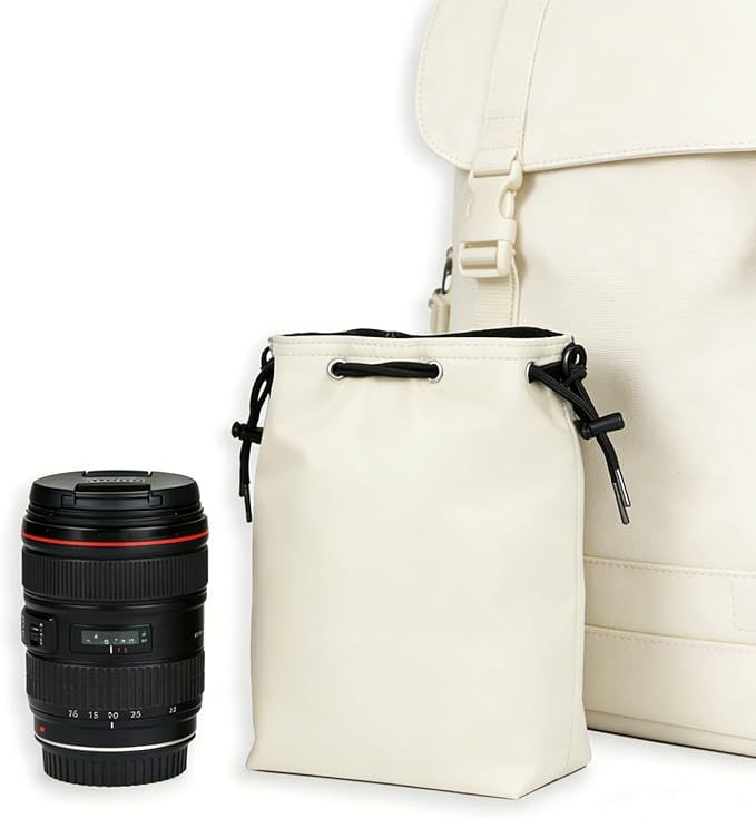 NOWNIN Drawstring Camera Lens Pouch with Cotton Pad, 9.84"x6.69", for SLR | Fleece-lined interior protects lenses from scratches & dust. Drawstring closure. Lightweight, portable for travel & storage - Image 2