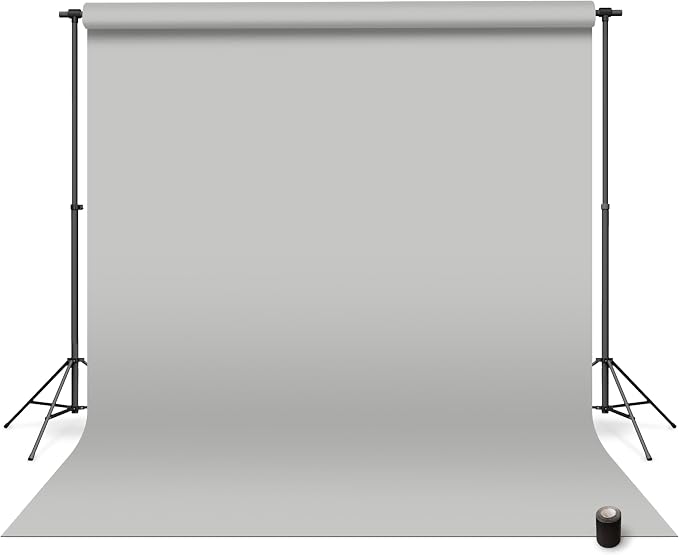 Denny Mfg Seamless Paper Backdrop for Photoshoot,Light Grey, 107 in x 36 ft | Backdrop Roll, Matte Finish for Portraits, Product Photos and Video Shoots, Includes Free Roll Gaffer Tape (2 in x 13 ft) by DennyManufacturing