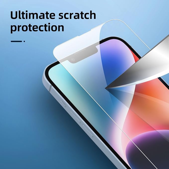 NEW'C 3x for iPhone 14 Plus Screen Protector (6.7 inches)+ 3x Camera Lens Protector, Sensor Protection + Dust Plug - Case Friendly Tempered Glass Film, Ultra Resistant - Image 7