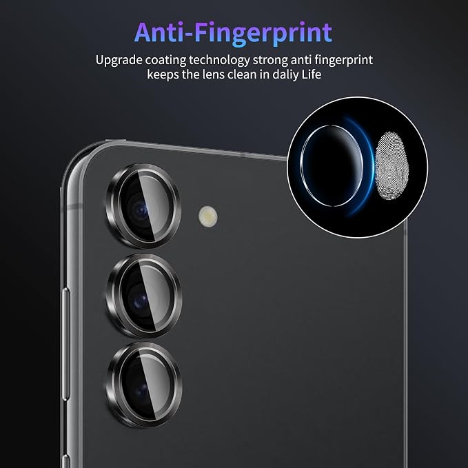 Camera Lens Protector for Samsung Galaxy S23/S23 Plus/S24,1 Pack | Tempered Metal Glass Camera Cover Film,HD Clear,Anti-Scratch Lens Screen Protector Film,Case Friendly,Black Titanium - Image 6