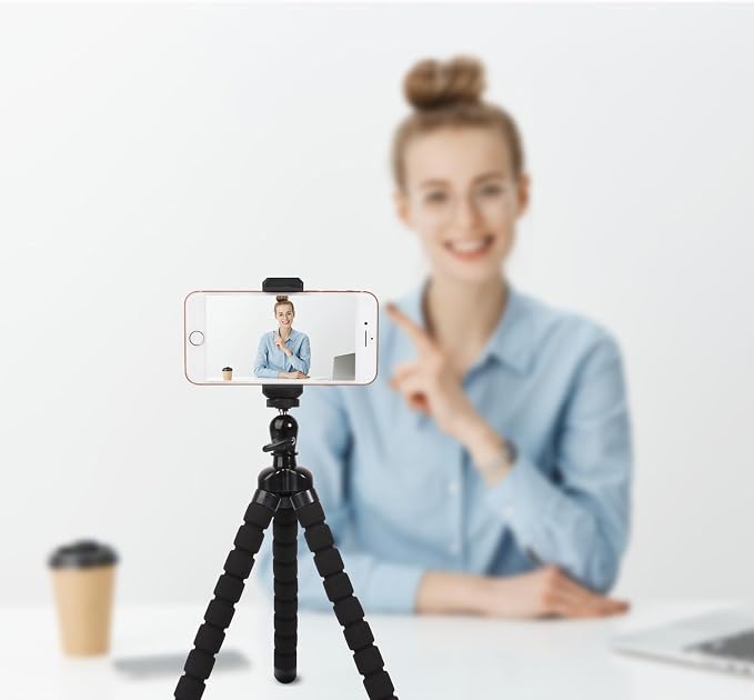 Phone Mini Tripod, Ruittos Premium Flexible Mobile Phone Tripod Stand Compatible with iPhone Samsung Go Pro, Small Digital Camera, Black - Image 9