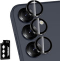 for Samsung Galaxy S25 Plus Camera Lens Protector, Individual Metal Ring Tempered Glass Lens Cover, [Strong Adsorption] Scratch Resistant Ultra-Thin HD Clear Lens Cover, 1 Set-Black Ring by Btscase