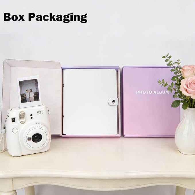 Ruibytree 320 Pocket Album for Instax Mini & Polaroid 2x3" Photo, ClayWhite | Gift-Ready Packaging, PU Leather Cover, Acid-Free Pages, Side-Loading Clear Pockets, Durable Binding, Easy Photo Viewing - Image 4
