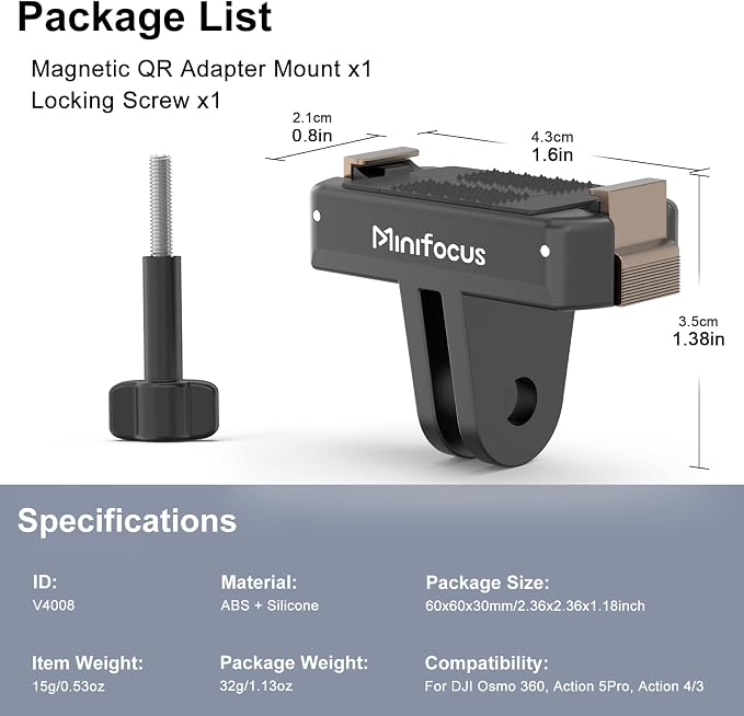 MINIFOCUS Magnetic Quick Release Adapter Mount for DJI Osmo Action 5 Pro, Extension Base Bracket with Dual-Claws for DJI Osmo Action 4/Action 3/Osmo 360 Accessories - Image 5
