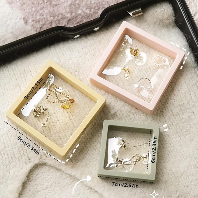 6 PCS 3D Floating Frame Display Holder Stands, Coins Display Case Travel Portable PE Film Jewelry Storage Box Transparent Display Organizer for Challenge Coins, AA Medallions, Gems 2.7/4.33 IN (2.7in) - Image 7