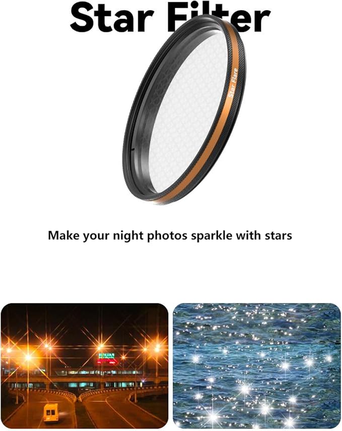 Fotorgear Camera Lens Filter,67mm Clip On Filters Professional Photography for Camera Lens, 67mm Universal Phone Polarizer Filter CPL ND Black Mist Gold Streak for iPhone Xiaomi Huawei(Gold Streak) - Image 7