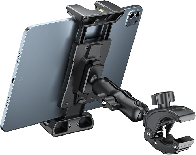 OHLPRO Tablet Mic Stand Holder for iPad Treadmill Handlebar Clamp, Mount for Spin Bike Microphone Peloton Stroller, Fit 5-13” iPad Pro 12.9 Air Mini, Galaxy Tab, iPhone, Fire HD 10 by OHLPRO