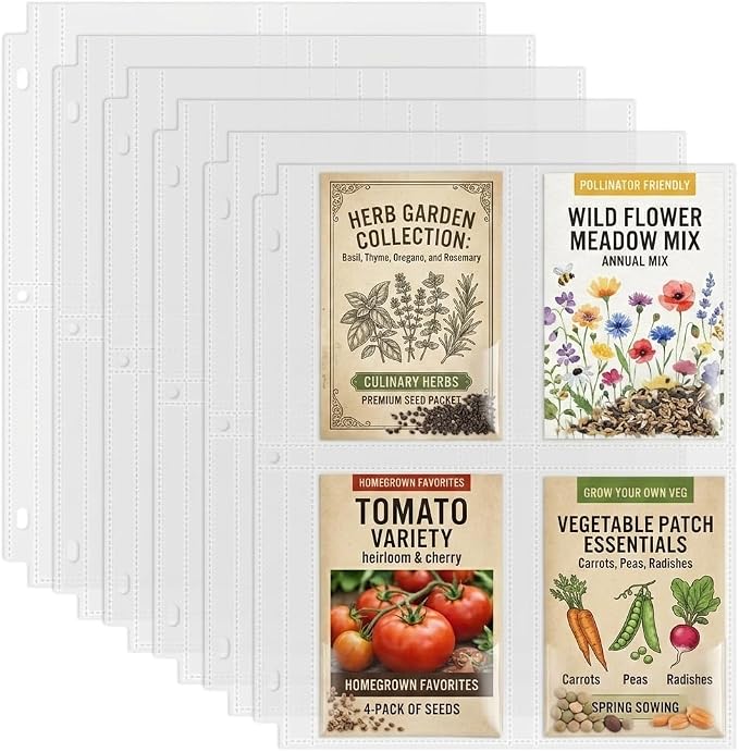 100 Pack 3.5 x 5 Photo Sleeves for 3 Ring Binder(400 Pictures) | Seed Storage Organizer Sleeves,Clear Sleeves for Seed Packet Storage, Seed Keeper, Seed Organizer Binder by Unknown