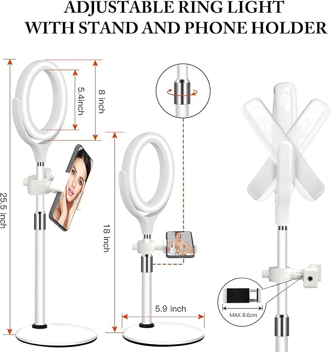 Zoom Lighting for Computer, 8 inch Ring Light with Stand for Desk | Adjustable Circle Light for Video Conference, Zoom Meeting, Video Recording, Zoom Call, Streaming, Podcast，Webcam - Image 5
