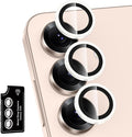 for Samsung Galaxy S25 Camera Lens Protector, Individual Metal Ring Tempered Glass Lens Cover, [Strong Adsorption] Scratch Resistant Ultra-Thin HD Clear Lens Cover, 1 Set-White Shine by Btscase
