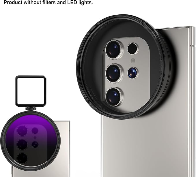 Universal Lens Filter Clip, 67mm Threaded Filter Adapter Mount for Phone Photography, Compatible with 67mm Threaded Filters & LED Lights, Built-in Cold Shoe Mount - Image 2