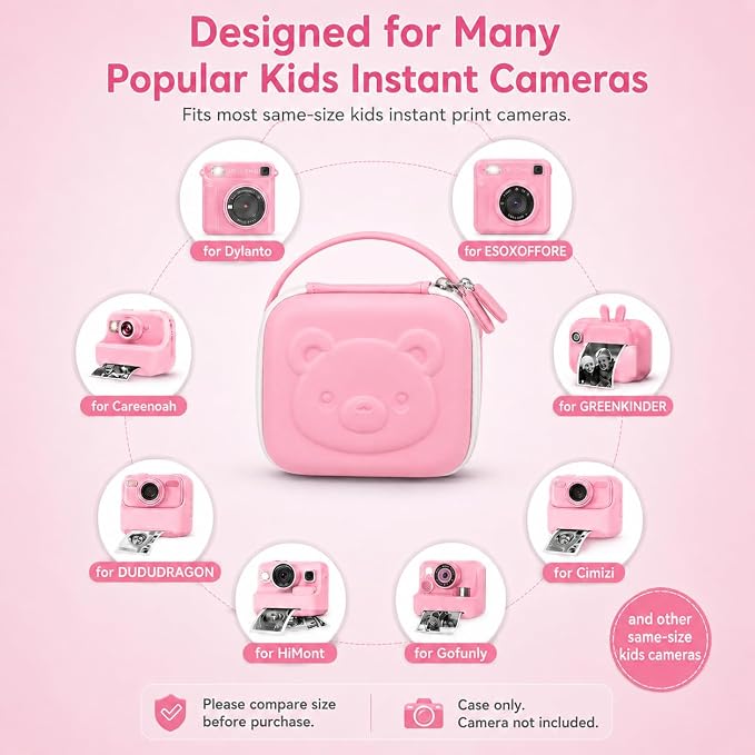 PAIYULE Kids Instant Print Camera Case for ESOXOFFORE for Dylanto | Hard Shell,Mesh Pocket,Wrist Strap,for Gofunly,for GREENKINDER,for DUDUDRAGON,for Zostuic,for Careenoah (Box Only)SkyBlue - Image 2