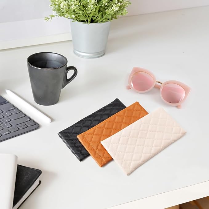 TRIUMPH VISION Eyeglass Case Glasses Case Soft Sunglass Pouch Sleeve 3 Pack | Slim Lightweight Alternative to Bulky Case, Leather Lined Protect Lens, Squeeze Easy to Use, Stylish Portable for Daily Use - Image 6
