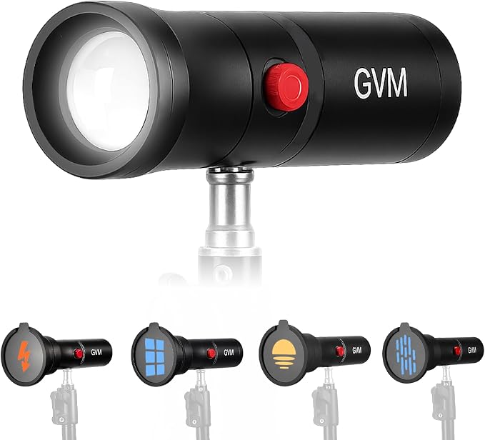 GVM PZ10C RGB Photography Flashlight, 12W Portable LED Video Spotlight, 4 Colors & 20 GOBO Effects, CRI95+, 7500mAh Battery, Handheld Camera Light for Photography, Filming & Studio, USB by GVMGreatVideoMaker
