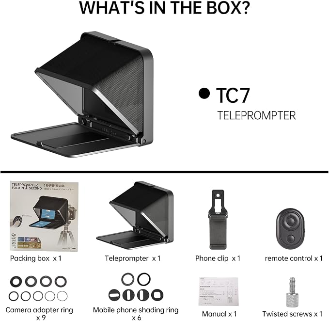 LENSGO 9.7” Teleprompter for Camera iPad Tablet Smartphone w/Remote Control, APP Compatible with iOS & Android System for Online Teaching Vlogger Live Streaming Interview, Fold in One Sec - Image 7