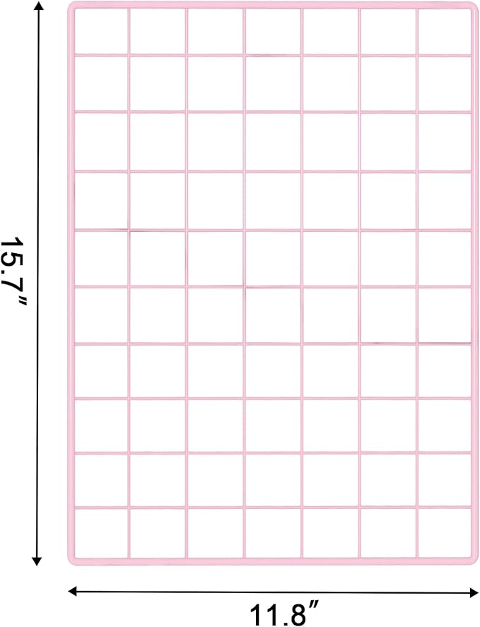 C&AHOME Photo Wall Display Set of 2, Wall Grid Panel, 15.7" x 11.8", Pink | Photo Display Shelves, Wall Storagae Organizer, Hooks, Clips, Hemp Cord, Hammer - Image 5