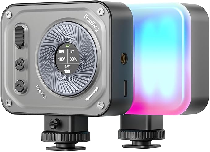 SmallRig RM120 RGB LED Video Light Panel, 7W Portable Metal Camera Light | 2500-8500K CRI TLCI 98+, 5000mAh / 3H Runtime / OLED Screen / 12 Effects for TikTok, Content Creator, Photographer by SmallRig