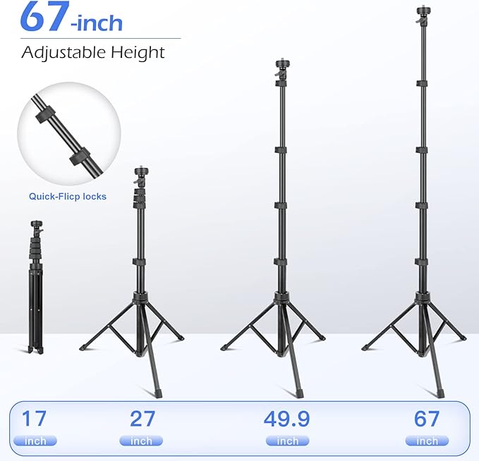 Sensyne 67" Phone-Tripod, Extendable Cell Phone Tripod Stand & Selfie Stick with Wireless Remote and Phone Holder, Compatible with iPhone Android Phone, Camera - Image 4