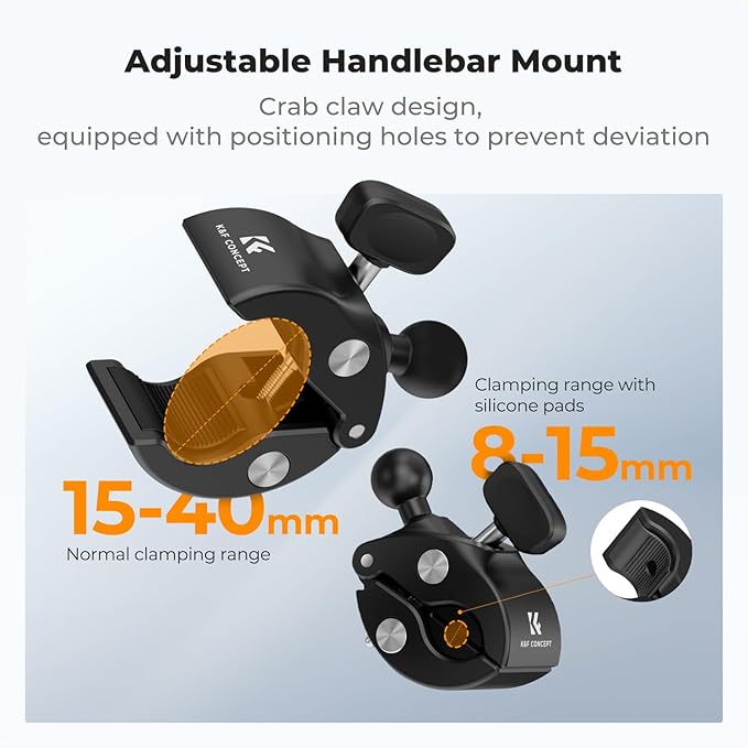 K&F CONCEPT Dual Super Clamp Camera Mount Bike/Motorcycle Handlebar Mount | 360° Ball Head Mount for Pole, Tripod, Desk, Flag, Umbrella, MS102 - Image 2