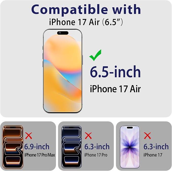 2+2 Pack Privacy Screen Protector for iPhone 17 Air 6.5-Inch | with Camera Lens Protector, Anti-Spy Tempered Glass Film, Easy Installation, 9H Hardness, Case Friendly - Image 2