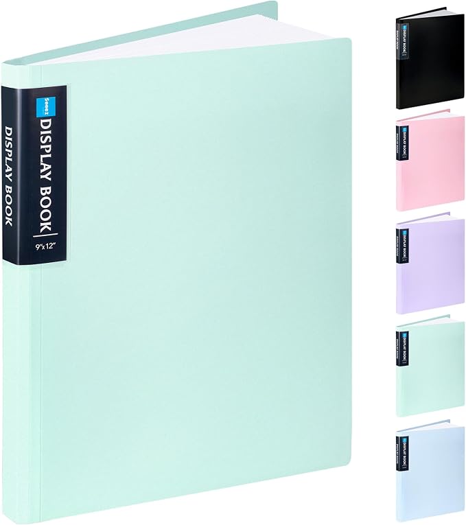 Sooez Art Portfolio 9"x12", 40 Pockets Large Folder Display 80 Pages | Heavy Duty with Clear Sheet Protectors, Presentation Book for Artwork Document Organizer Binder by Sooez