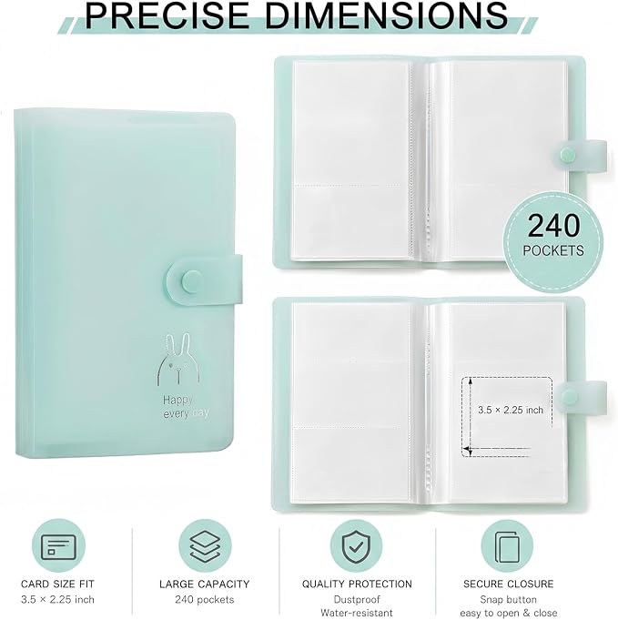 Kpop Card Holder Book with 240 Pockets - Mini Photo Album for 3.5 x 2.25 Inch Film & Photocard, Small Wallet Scrapbook Albums Holder Set for Collect Personalized Cards, Pictures, Postcards (Blue) - Image 2